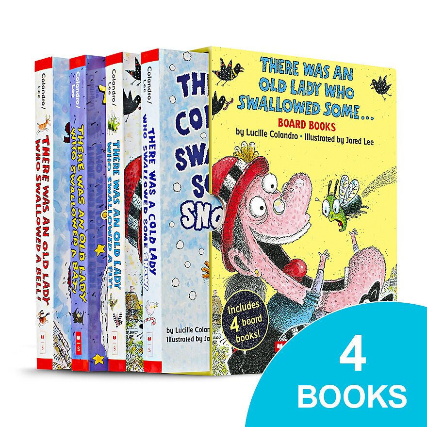 There Was an Old Lady Who Swallowed Some…Board Books Box Set by