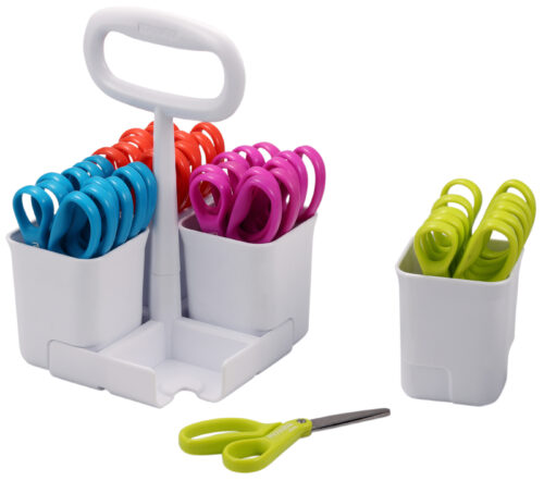 Art & Scissor Caddy with 24 Blunt Tip Kids Scissors