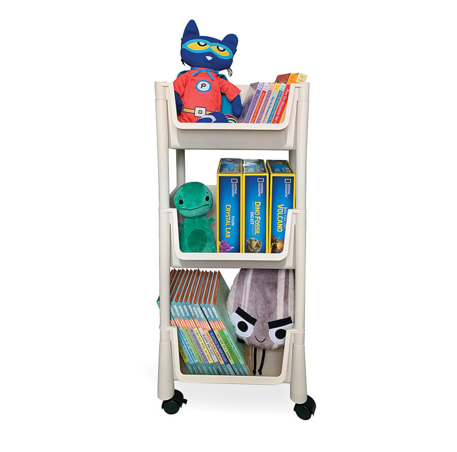 Mobile Bookshelf, 3 Tier Removable Rotating Newspaper Storage Rack Magazine  Stand with Wheels, Multfunctional Bookcase for School, Classroom, Home