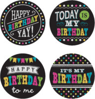 Chalkboard Brights Happy Birthday Badges (32 pcs)