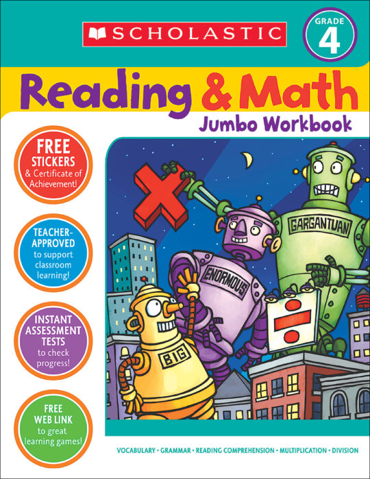 Reading And Math Jumbo Workbook Grade 4 By Jennifer Jacobson - Activity Book - The Parent Store