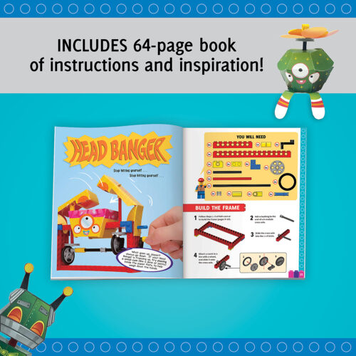 Inside pages of the Klutz Gear Bots instruction book