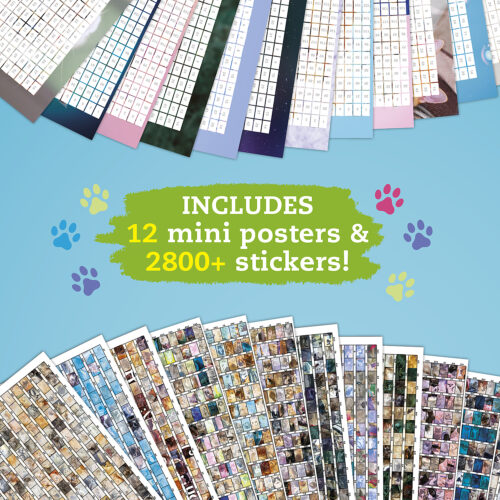 Large Stickers [24 Pcs x 2.5X3.5 each] Glass Mosaic Cat portraits Vintage Illustrations Reprint for Craft Scrapbooking and Cardmaking
