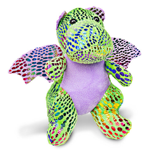 Green and purple plush dragon from the Adopt-a-Dragon Kit