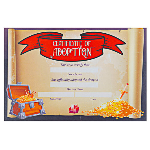 Adopt-a-Dragon personalized adoption certificate