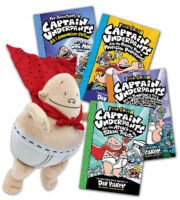 Scholastic 4.5 CAPTAIN UNDERPANTS Plush Action Doll Pin Dav Pilkey Vintage  2002 W Paperback Book RARE 