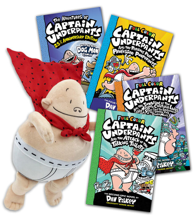 Captain Underpants Starter Pack (4 Books with Plush) by Dav Pilkey