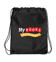 My Books Summer Drawstring Bag - Black