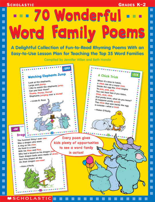 70 Wonderful Word Family Poems by Jennifer WilenBeth Handa | Scholastic