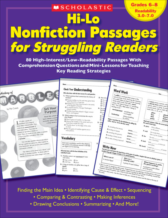 Hi-Lo Nonfiction Passages for Struggling Readers: Grades 6-8