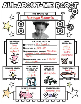 Graphic Organizer Posters: All-About-Me Robot: Grades K-2