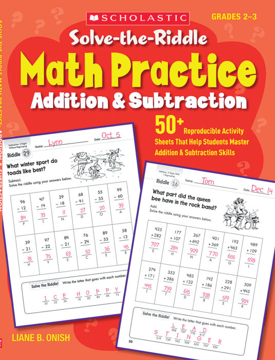 solve-the-riddle-math-practice-addition-subtraction-by-liane-onish-scholastic