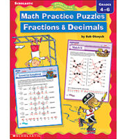 Math Practice Puzzles: Fractions & Decimals