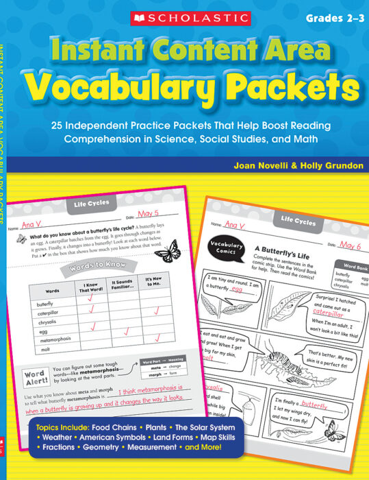 Instant content area vocabulary packets by joan novelliholly grundon