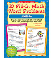 50 Fill-in Math Word Problems: Algebra