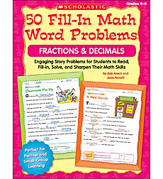 50 Fill-in Math Word Problems: Fractions & Decimals