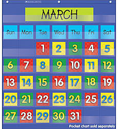 Calendar Dates (2 colored sets of dates) Pocket Chart Add-ons