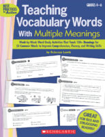 Teaching Vocabulary Words With Multiple Meanings Grades 4-6