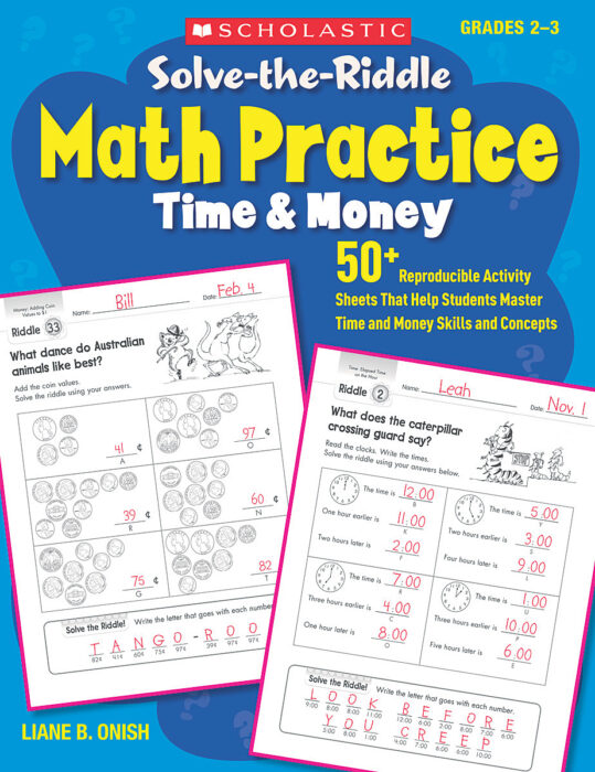 Solve-the-Riddle Math Practice: Time & Money