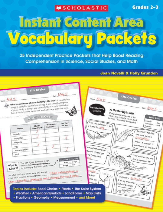 Instant Content Area Vocabulary Packets