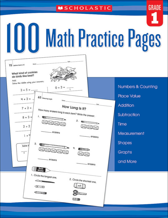 100 Math Practice Pages: Grade 1 by Scholastic | Scholastic