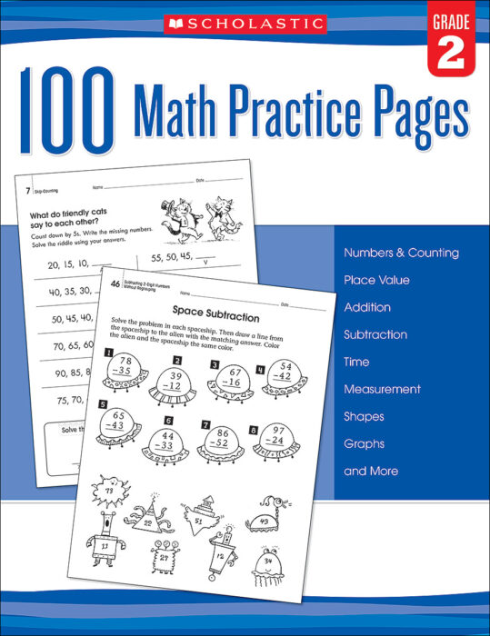 100 Math Practice Pages: Grade 2