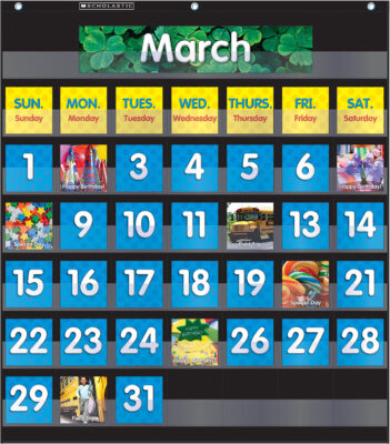 Monthly Calendar (Black) Pocket Chart