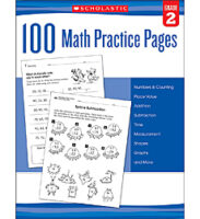 100 Math Practice Pages: Grade 2
