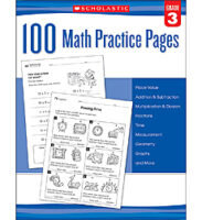 100 Math Practice Pages: Grade 3