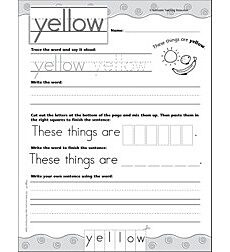 Interactive Practice Page (Sight Word: Yellow): Write-and-Learn ...