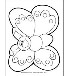 Outlined Butterfly with Smiley Face Reproducible Pattern by