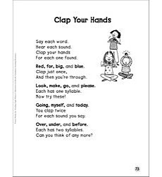 Clap Your Hands Counting Syllables Sight Words Poem