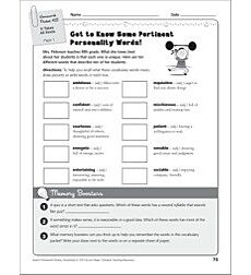 It Takes All Kinds (personality words): Vocabulary Homework Packet