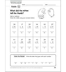 Solve-the-Riddle: Addition and Subtraction - 1 and 2 Digits With and ...