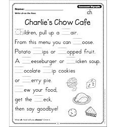Charlie's Chow Cafe (Consonant Digraphs - ch): Phonics Poetry Page