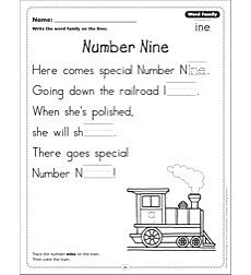 Number Nine (Word Family -ine): Word Family Poetry Page