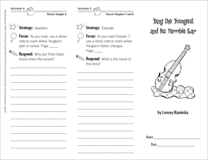 Yang The Youngest And His Terrible Ear Level P Reading Response Trifold By