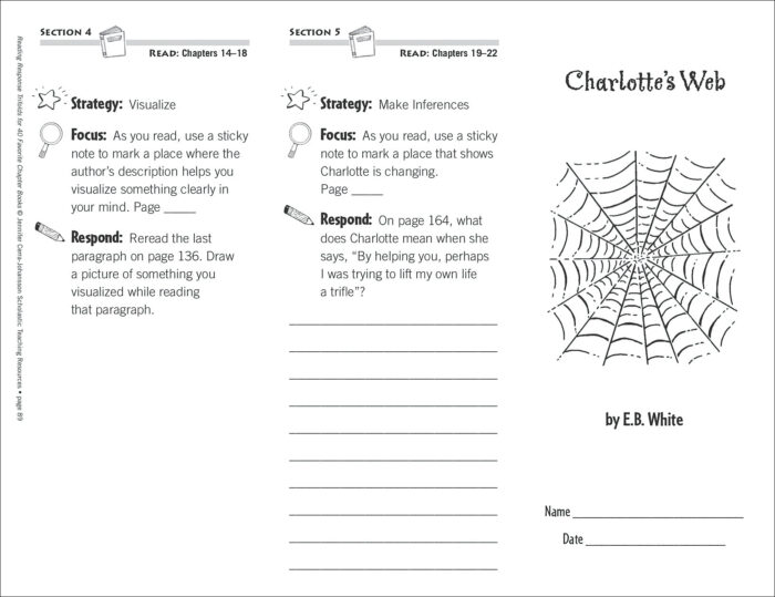 Charlotte's  (Level Q) Reading Response Trifold by