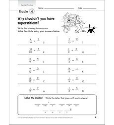 Equivalent Fractions: Solve-the-Riddle Fractions Practice by
