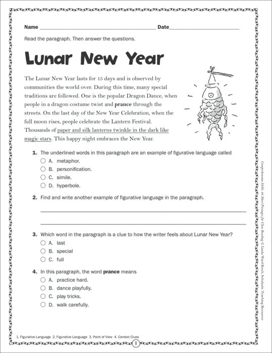 Chinese New Year: Grade 4 Close Reading Passage by