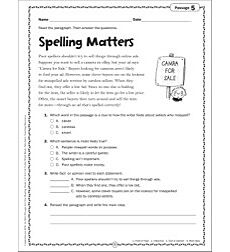 Spelling Matters: Grade 5 Close Reading Passage by