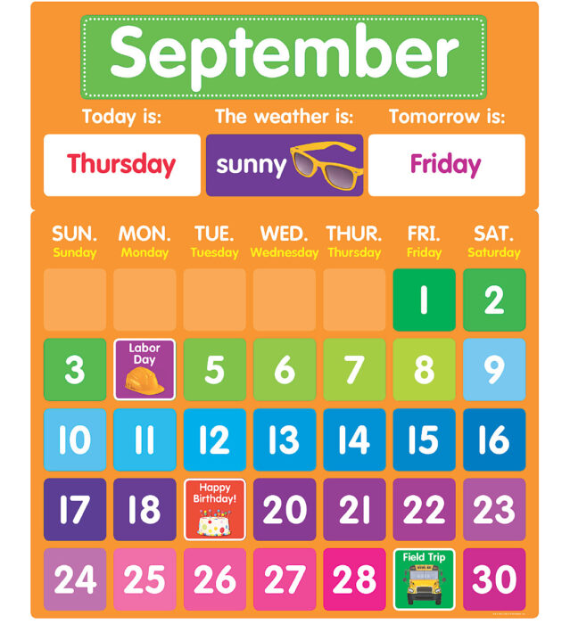 Color Your Classroom Calendar Bulletin Board By