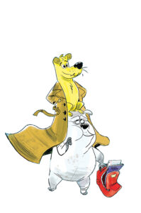 Two dogs in a trench coat go on a class trip top
