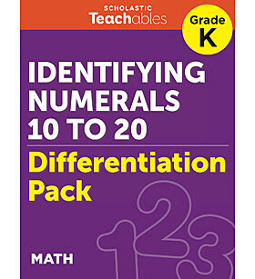 Identifying Numerals 10 to 20 Grade K Differentiation Pack