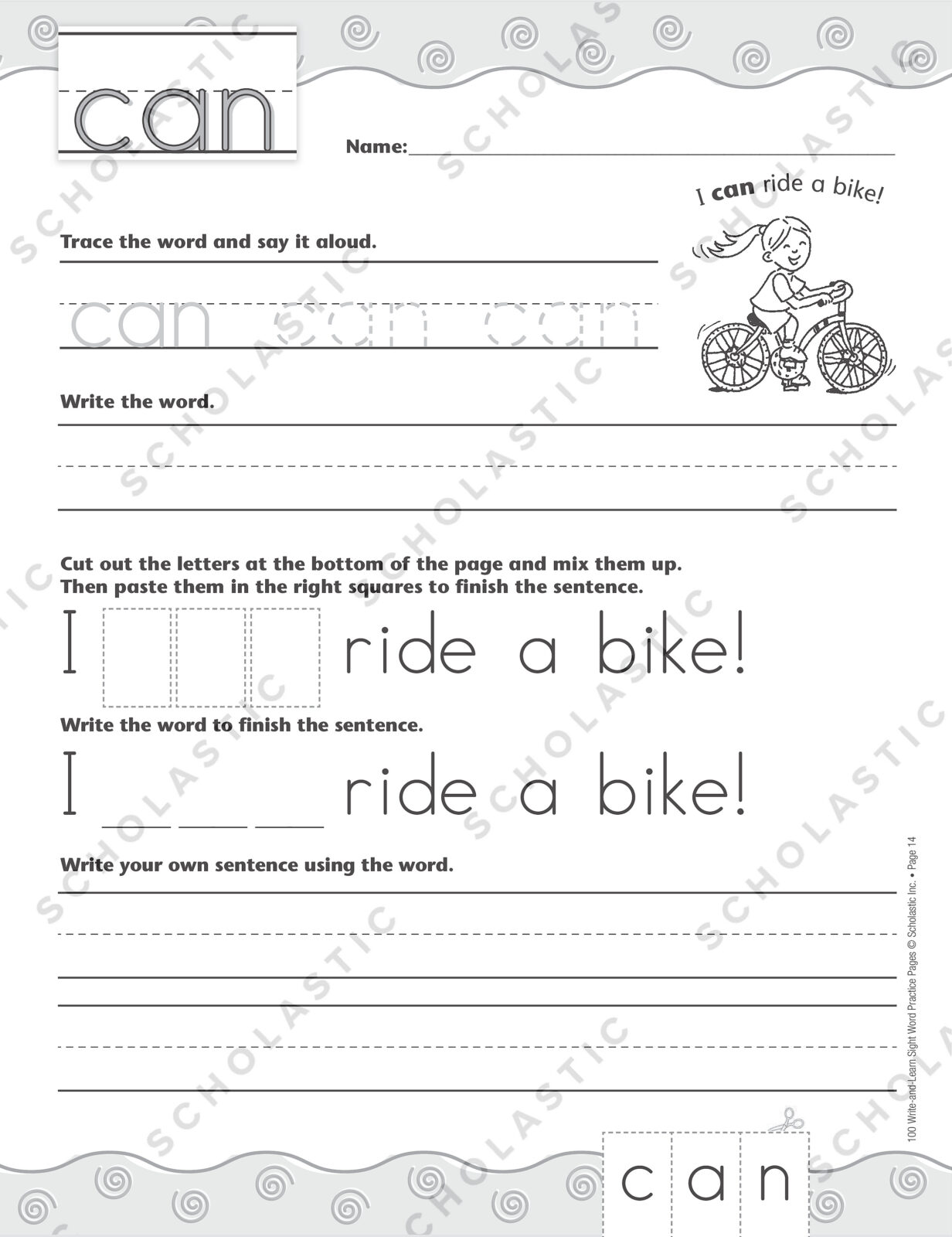 100 Write-and-Learn Sight Word Practice Pages