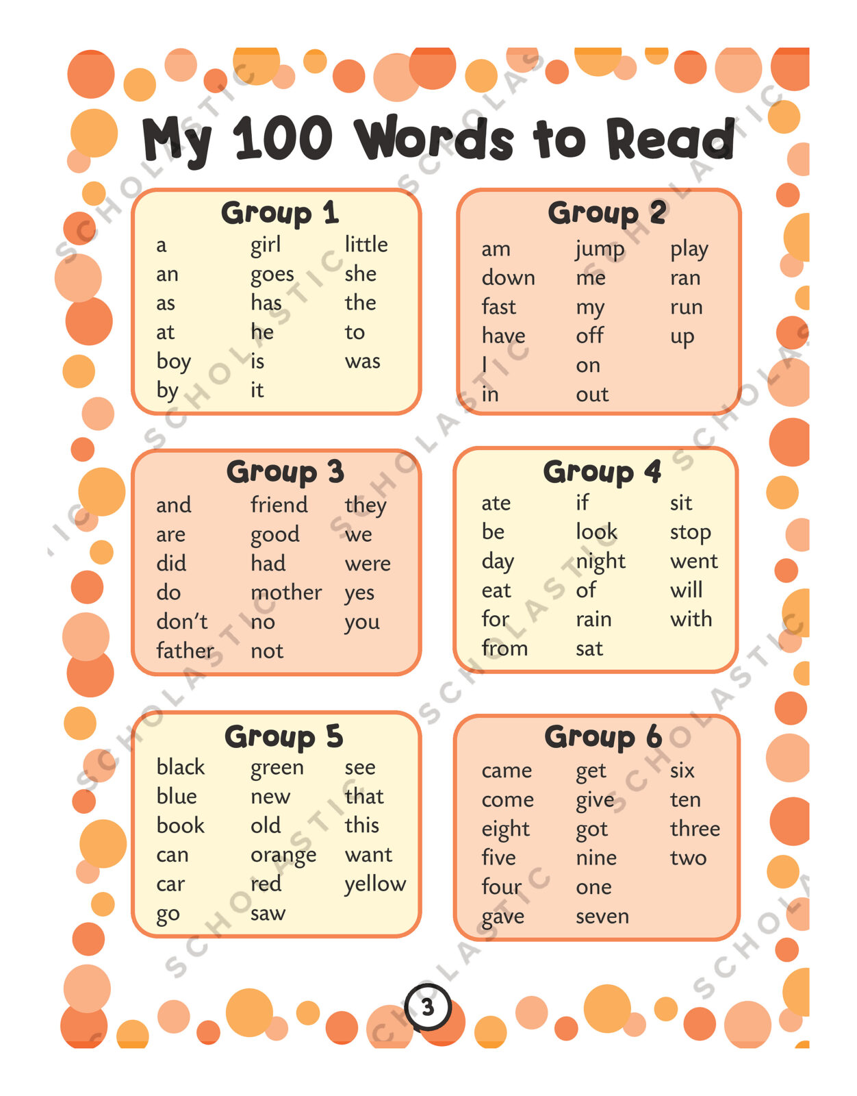 100 Words Kids Need to Read by 1st Grade | The Scholastic Teacher