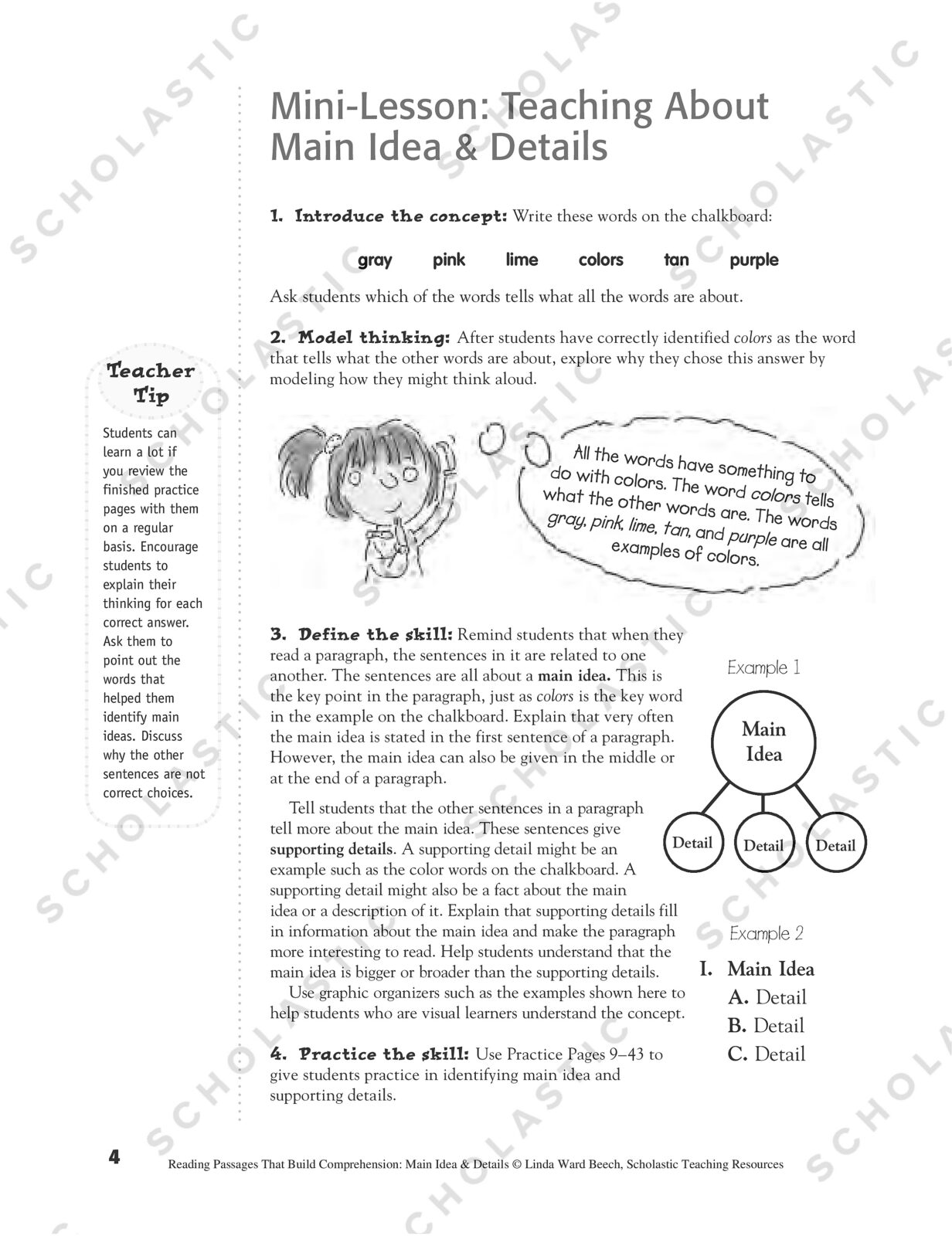 A Box of Colors  Printable Main Idea Reading Passage Activity