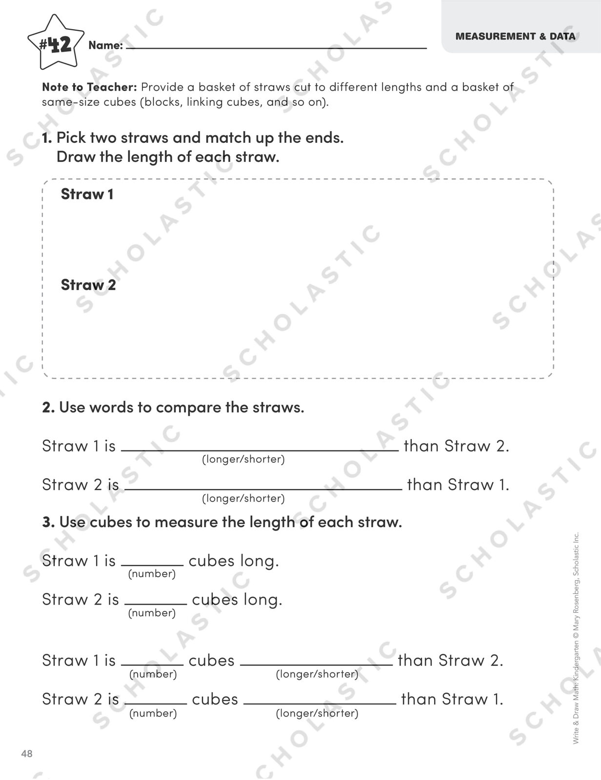1st or 2nd Grade Scholastic Write & Draw Math Workbook Kindergarten 