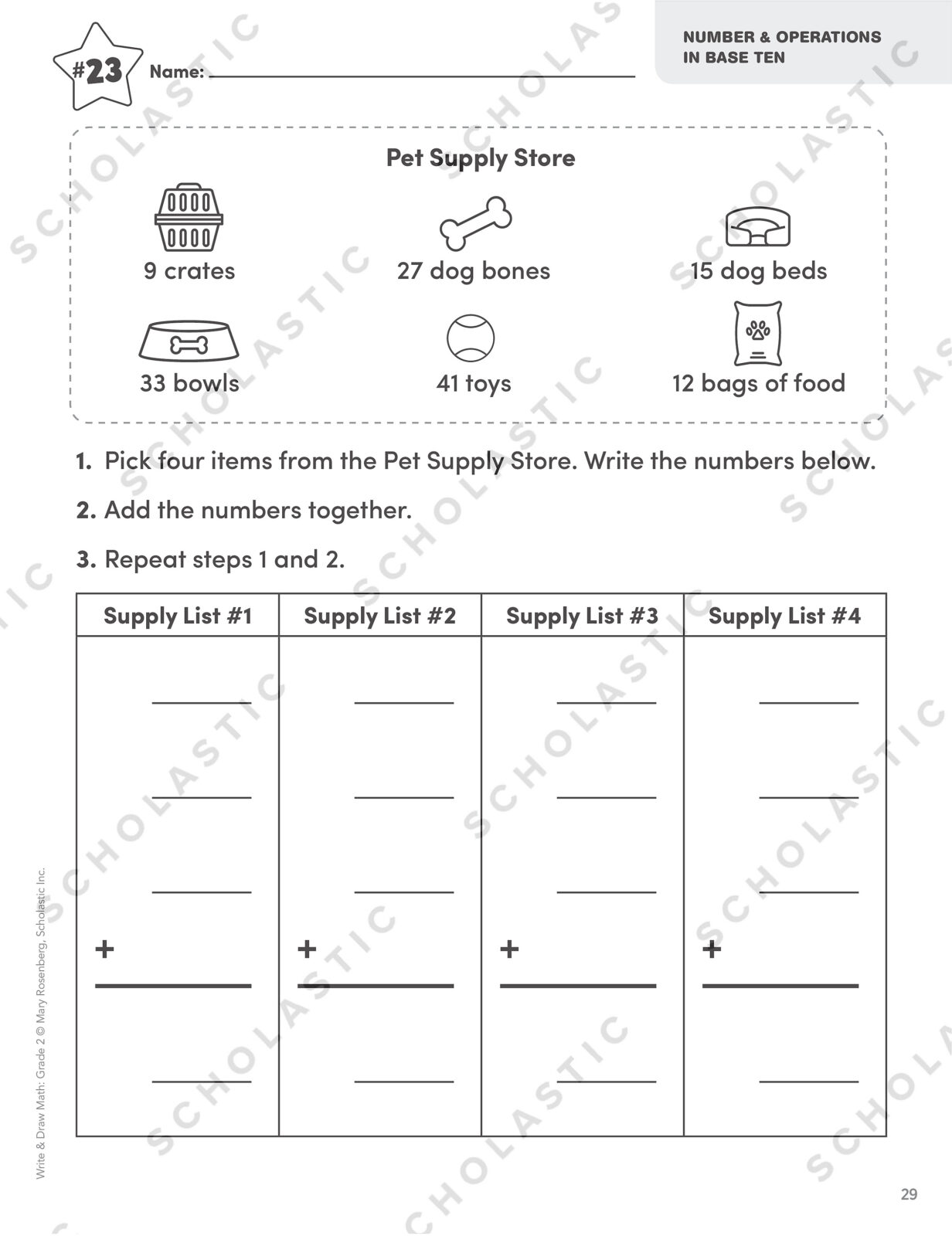 Scholastic Write & Draw Math Workbook 1st or 2nd Grade Kindergarten 